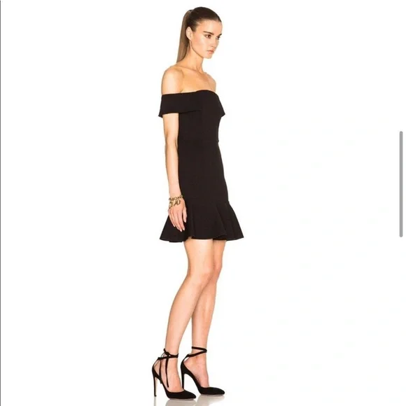 N/Nicholas Off Shoulder Ponte Mini Black Dress 2 - Picture 6 of 16